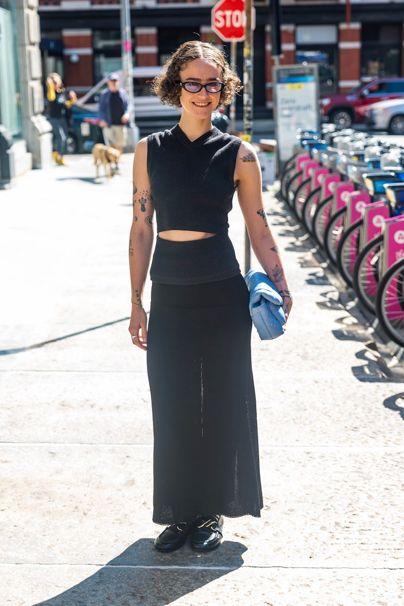 NEW YORK, NEW YORK - SEPTEMBER 04: Ella Emhoff attends the Proenza Schouler fashion show in Tribeca ...