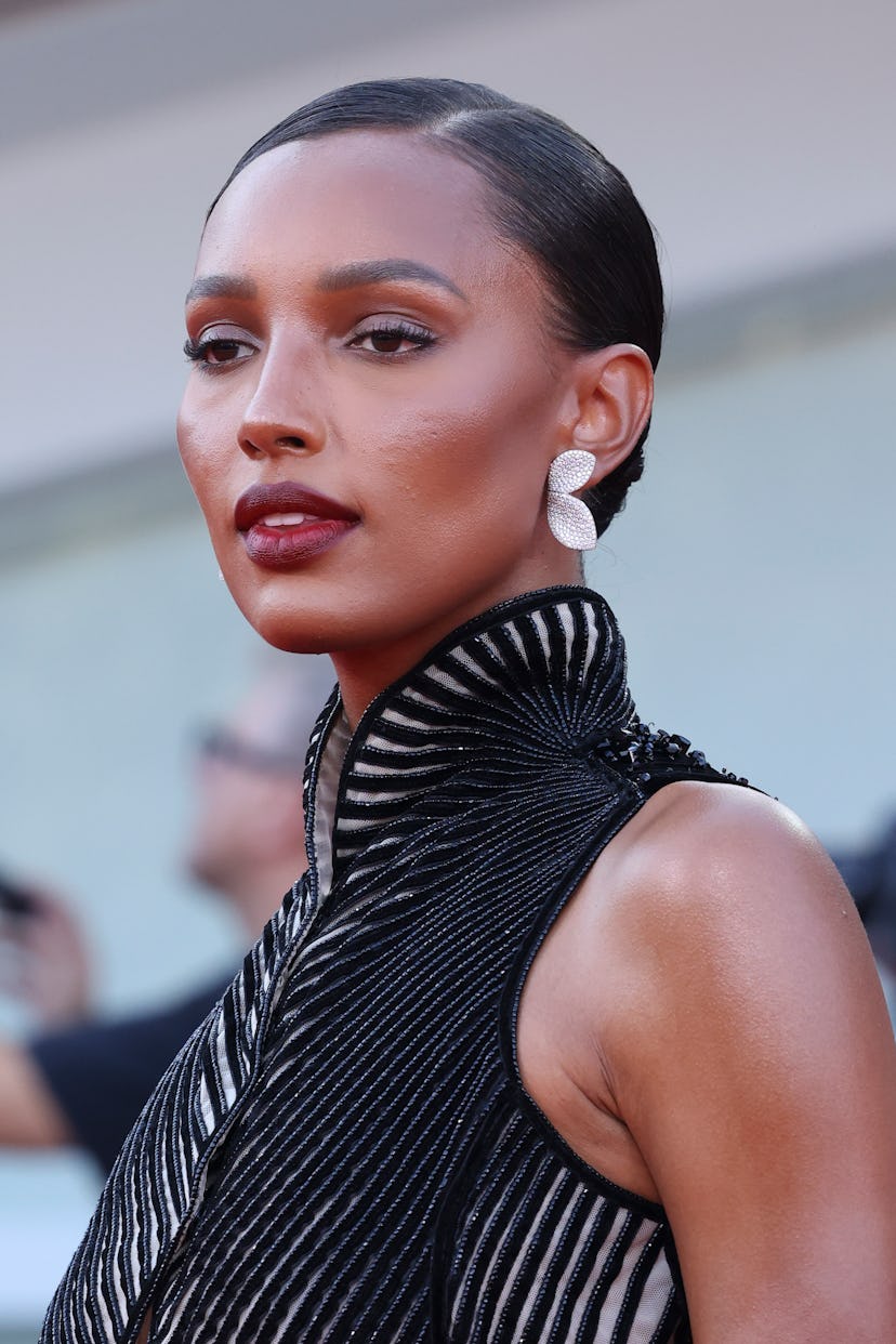 VENICE, ITALY - AUGUST 31: Jasmine Tookes attends the "Battlefield" (Campo Di Battaglia) red carpet ...