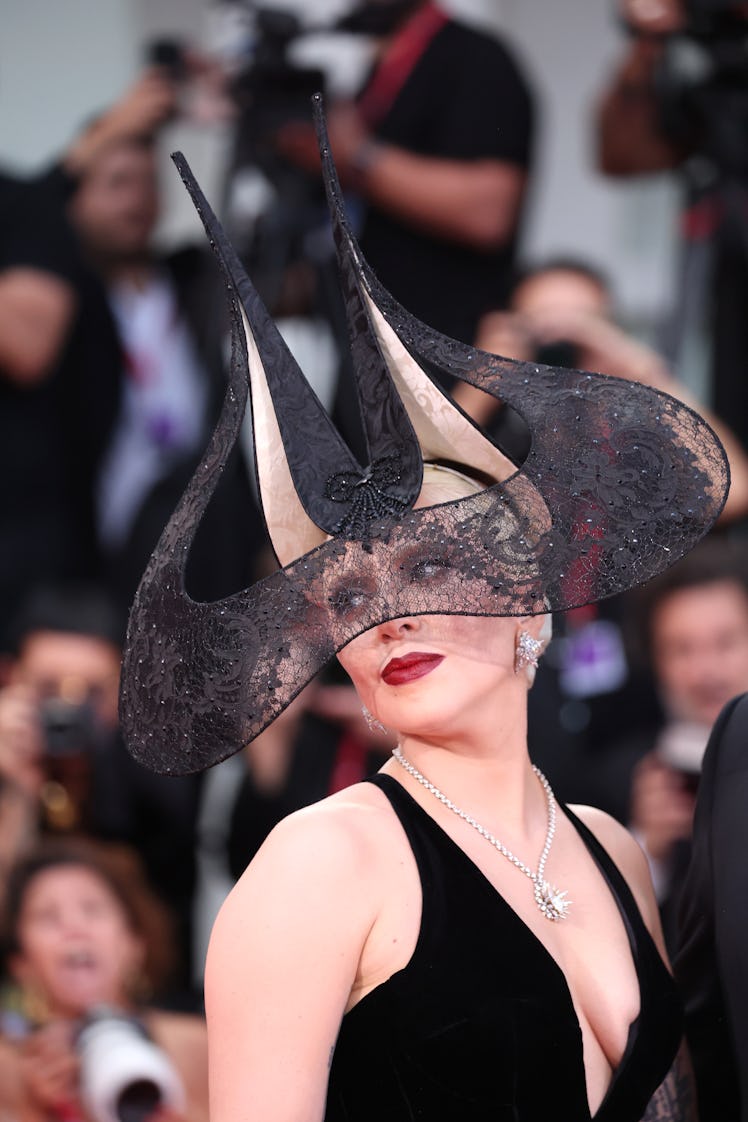 VENICE, ITALY - SEPTEMBER 4: Lady Gaga attends the "Joker: Folie  Deux" red carpet during the 81st V...