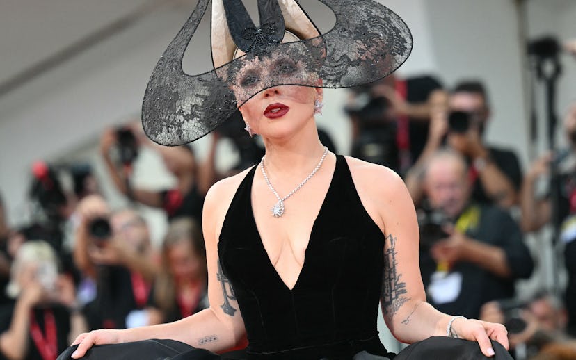 Actress and singer Lady Gaga attends the red carpet of the movie 'Joker : Folie a deux' presented in...