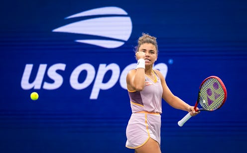 NEW YORK, NEW YORK - AUGUST 31: Jasmine Paolini of Italy in action against Yulia Putintseva of Kazak...