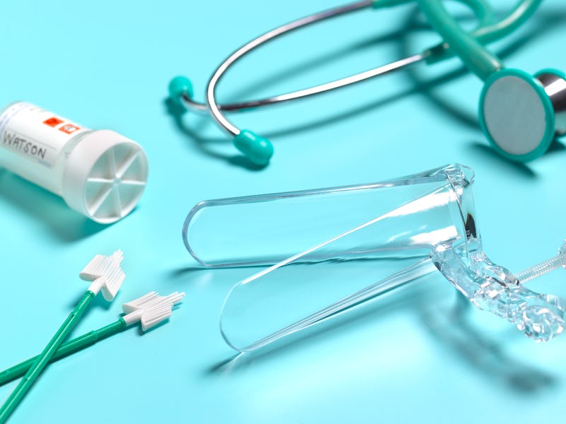 Practice Nurse/Doctor's preparation for medical exam to check for cervical cancer