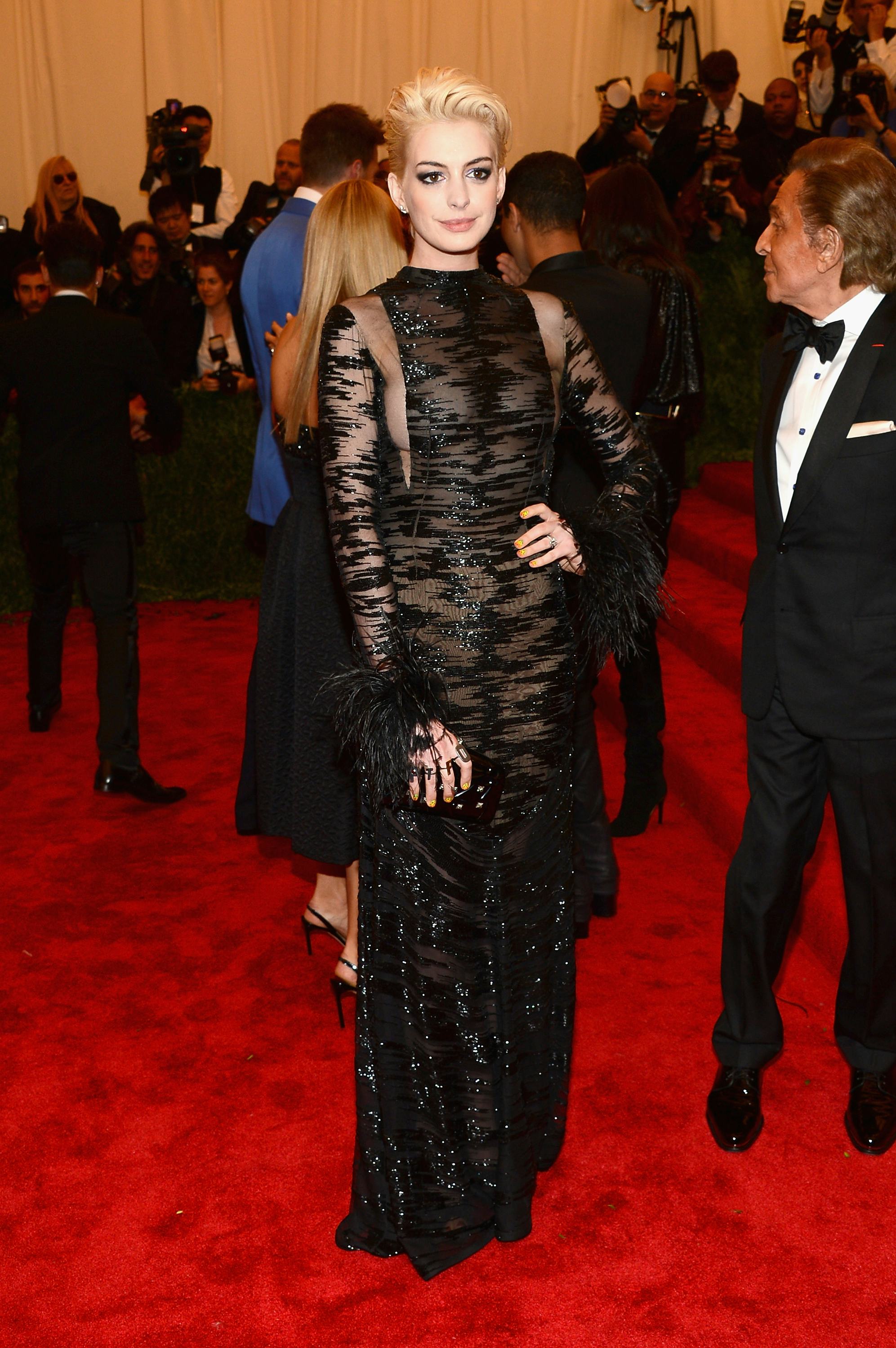 Anne Hathaway attends the Costume Institute Gala for the &ldquo;PUNK: Chaos to Couture&rdquo; exhibition at the &hellip;