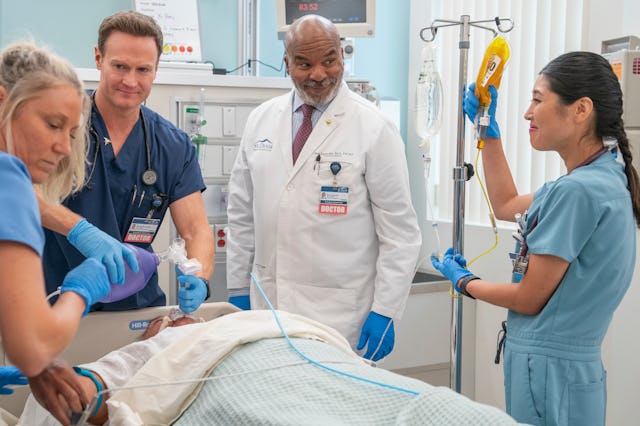 ST. DENIS MEDICAL -- "A Peanut and Caramel-Filled Miracle" Episode 105 -- Pictured: (l-r) Nurse, Jos...