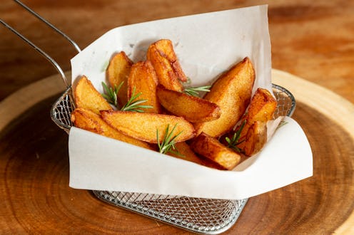 Portion of fried rustic potatoes