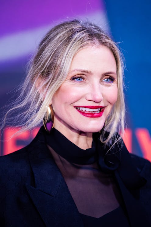 Cameron Diaz wore a sheer top to her first red carpet in years.