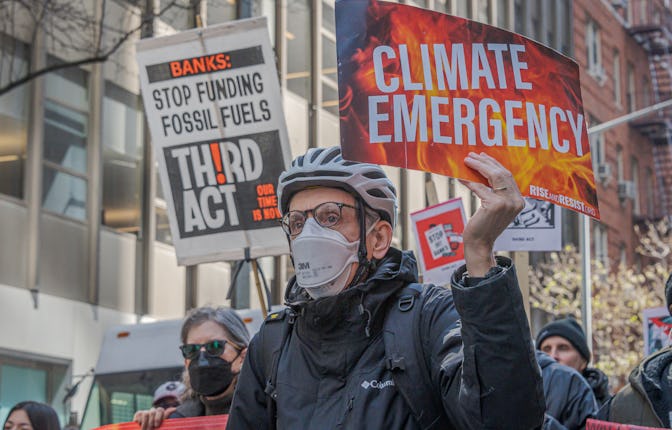 MANHATTAN, NEW YORK, UNITED STATES - 2023/03/21: Participant seen holding a sign at the protest. Sen...