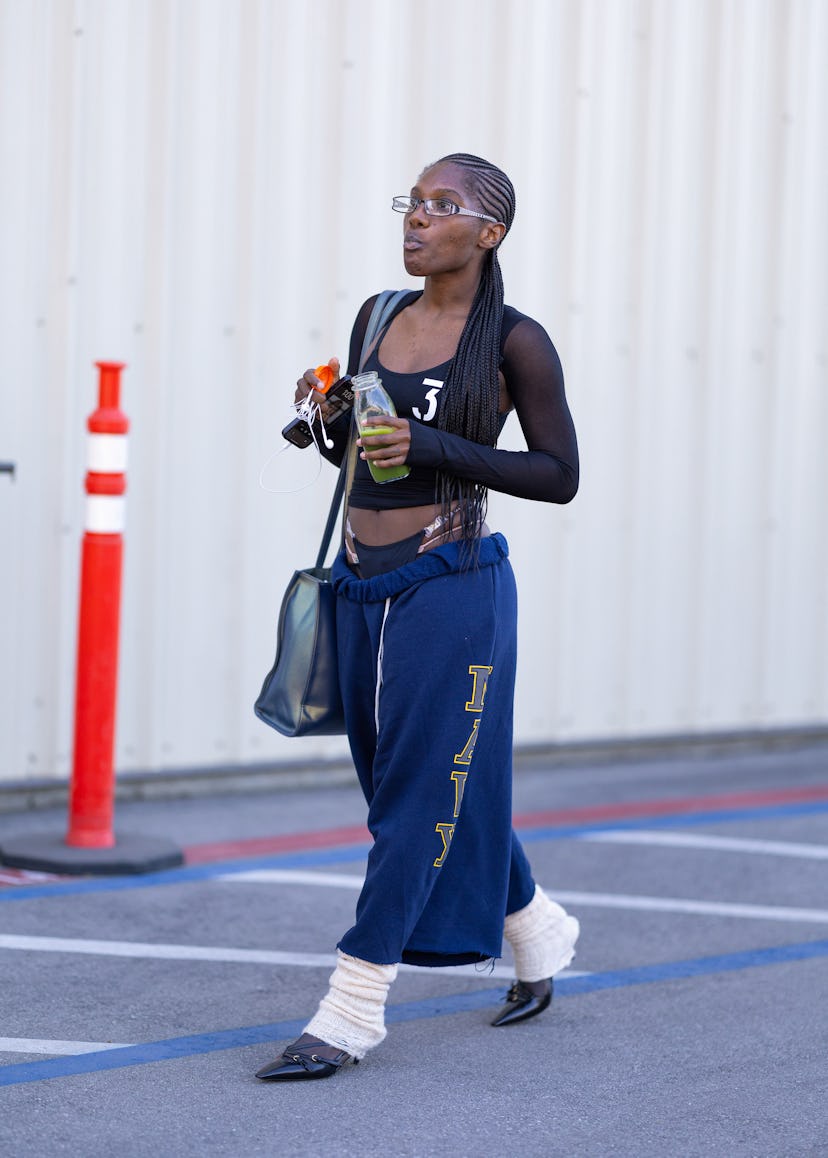 Doechii is seen arriving at a dance studio on January 21, 2025 in Los Angeles, California.