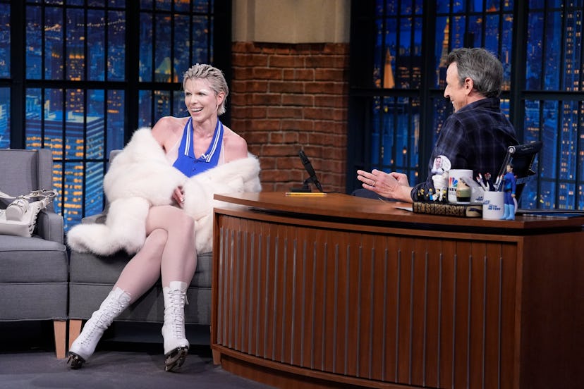 Julia Fox during an interview with host Seth Meyers on January 21, 2025.
