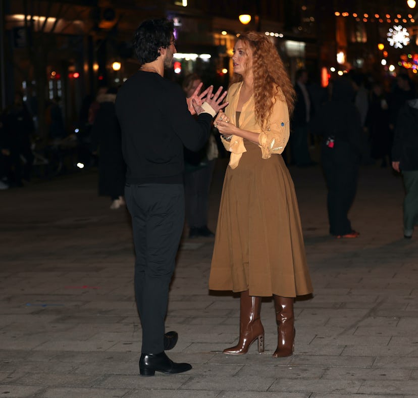JERSEY CITY, NJ - JANUARY 12: Justin Baldoni and Blake Lively are seen on the set of 'It Ends with U...