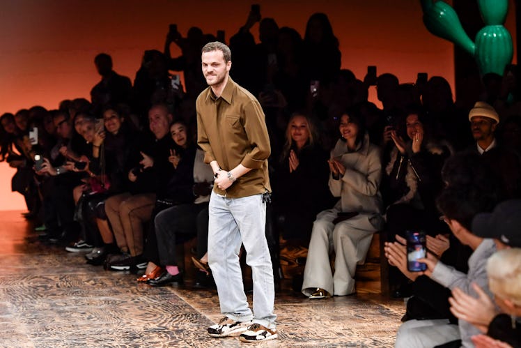 MILAN, ITALY - FEBRUARY 24: Fashion designer Matthieu Blazy walks the runway during the Bottega Vene...