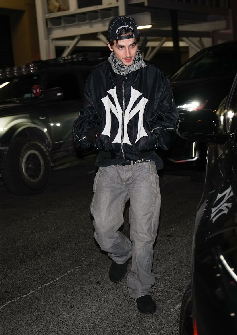 NEW YORK, NY - JANUARY 26: Timothee Chalamet arrives at the Saturday Night Live afterparty on Januar...