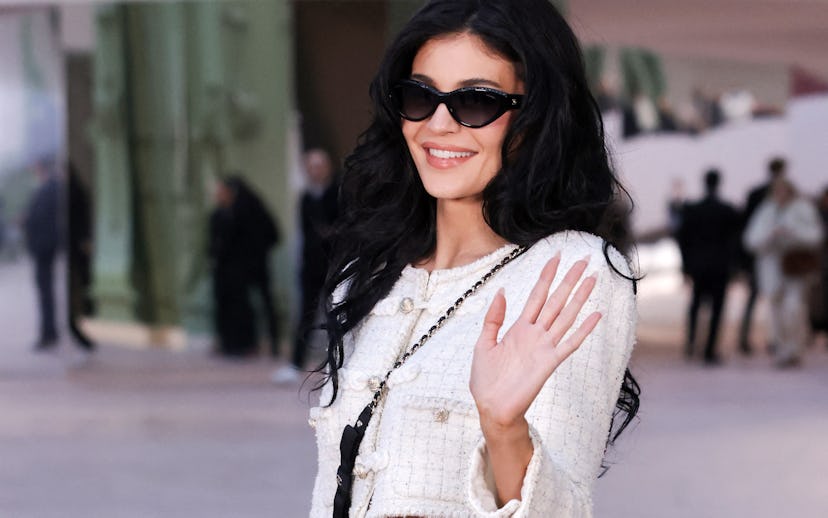 US influencer and entrepreneur Kylie Jenner poses during a photocall ahead of the Chanel Women's Hau...