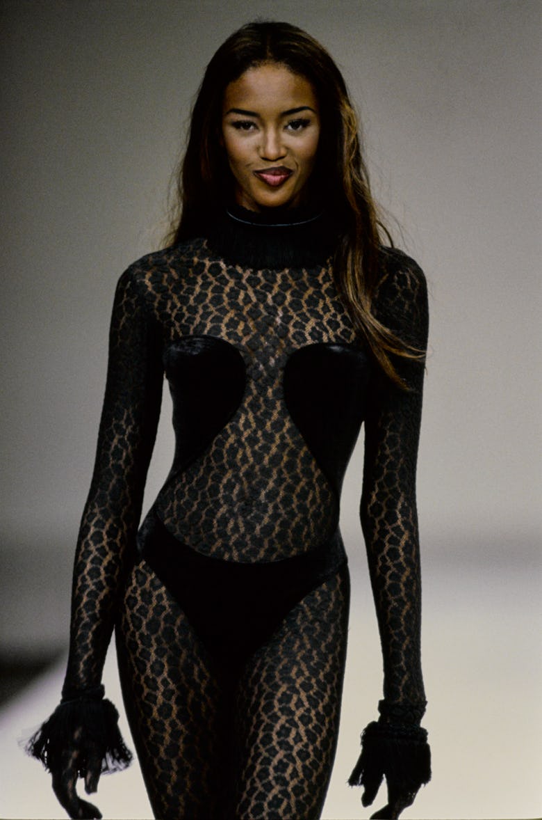 model in a black