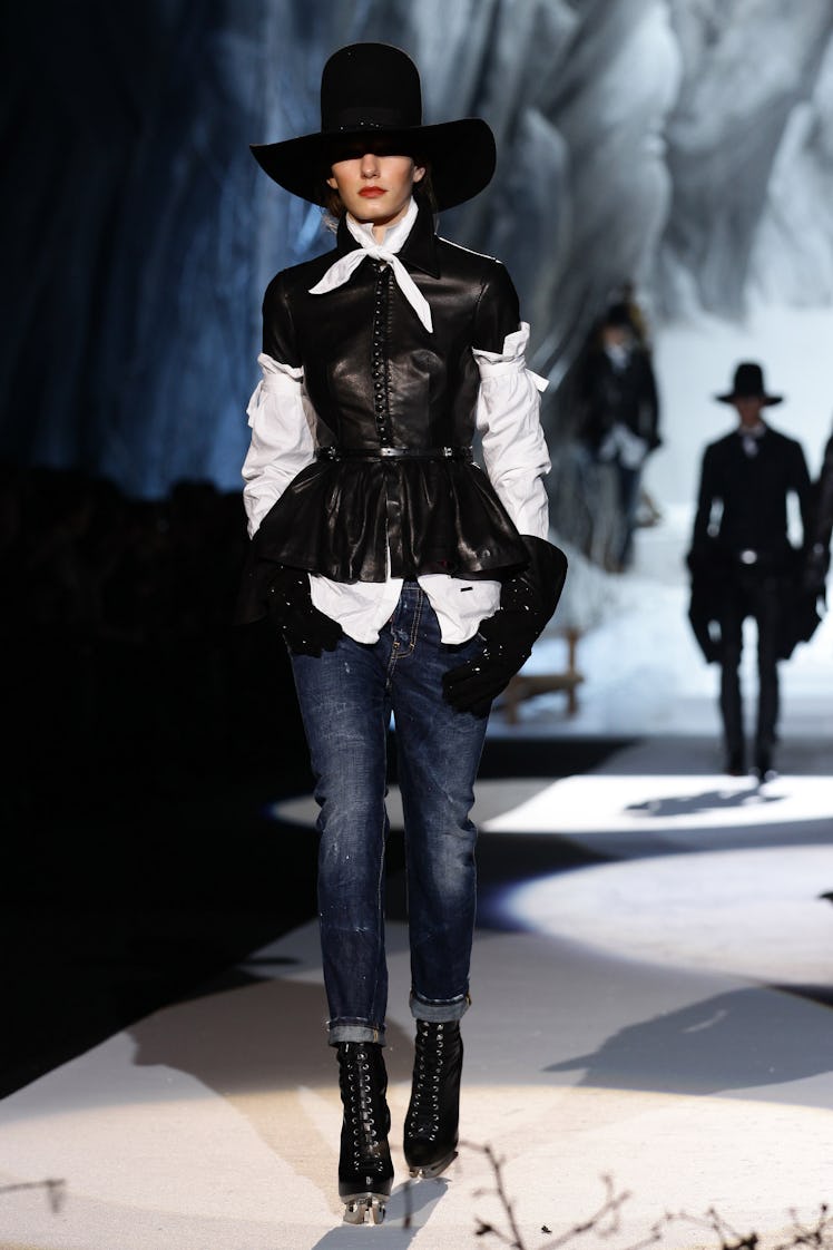 A model walks the runway during DSquared2 fashion show as part of Milan Fashion Week Womenswear Autu...