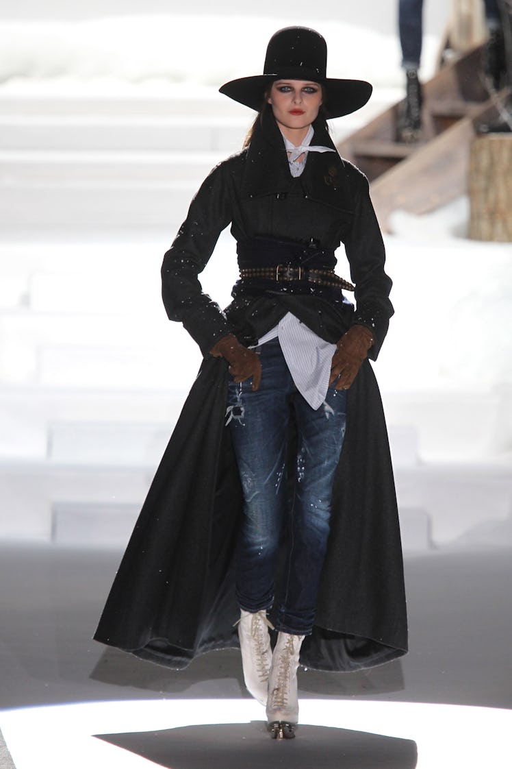 A model walks the runway during the DSquared2 show as part of Milan Fashion Week Womenswear Autumn/W...