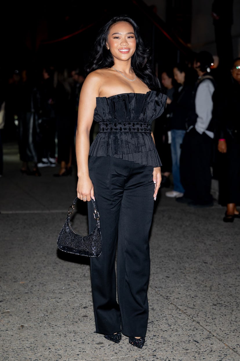 Sunisa Lee’s fashion often features florals and statement coats.