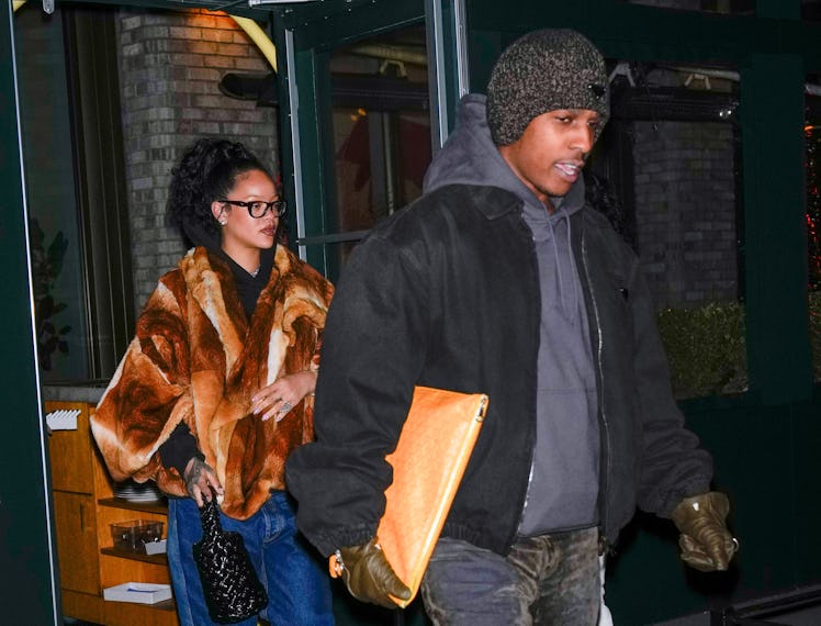NEW YORK, NY - JANUARY 02: Rihanna and ASAP Rocky are seen on January 2, 2025 in New York City. (Ph...