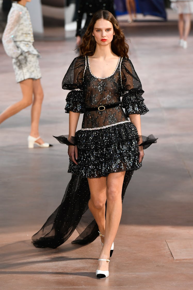 Model on the runway at the Chanel Haute Couture Spring/Summer 2025 as part of Paris Couture Fashion ...