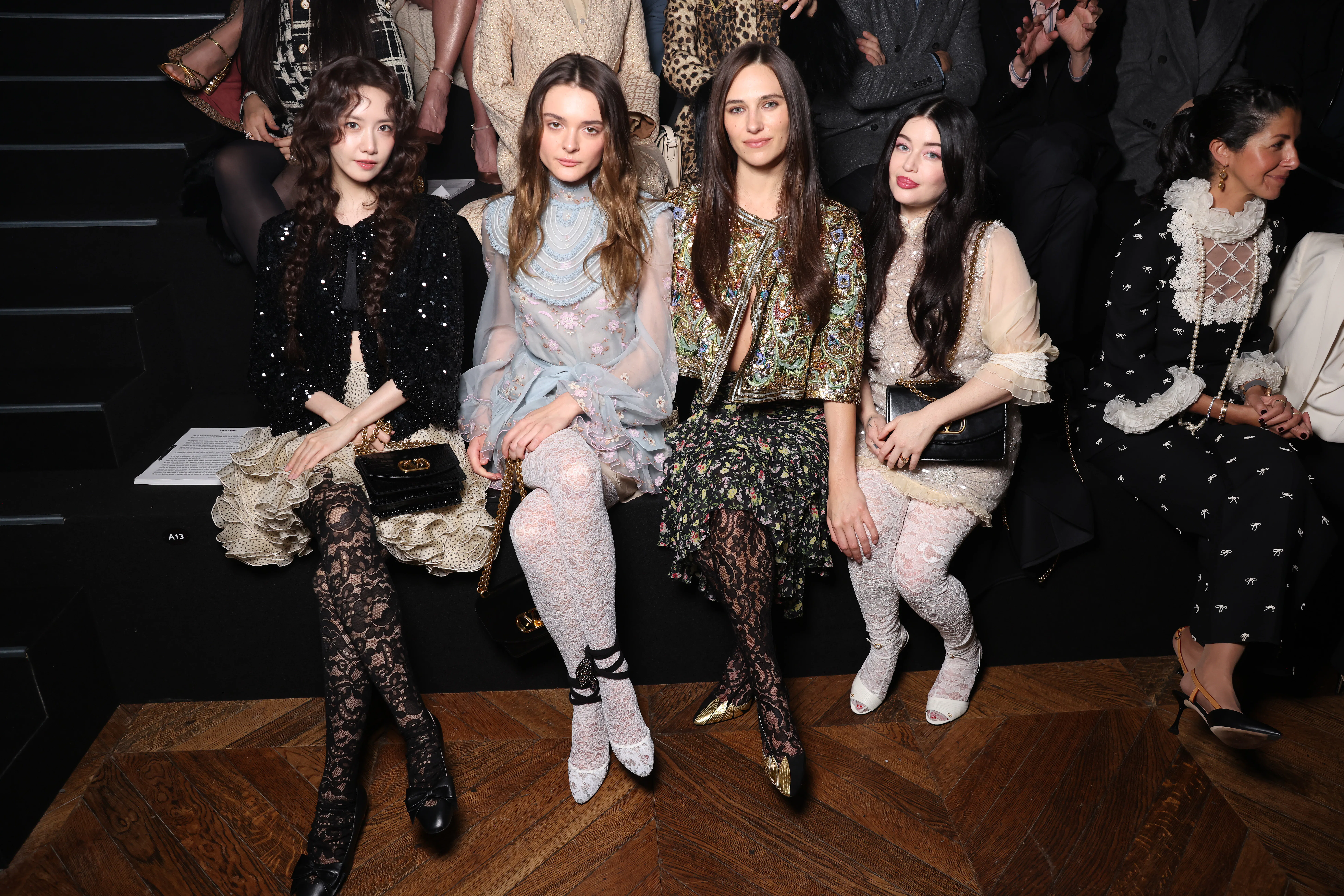 PARIS, FRANCE - JANUARY 29: (L-R) Yoona Lim, Charlotte Lawrence, Devon Lee Carlson and Ariana Papade...