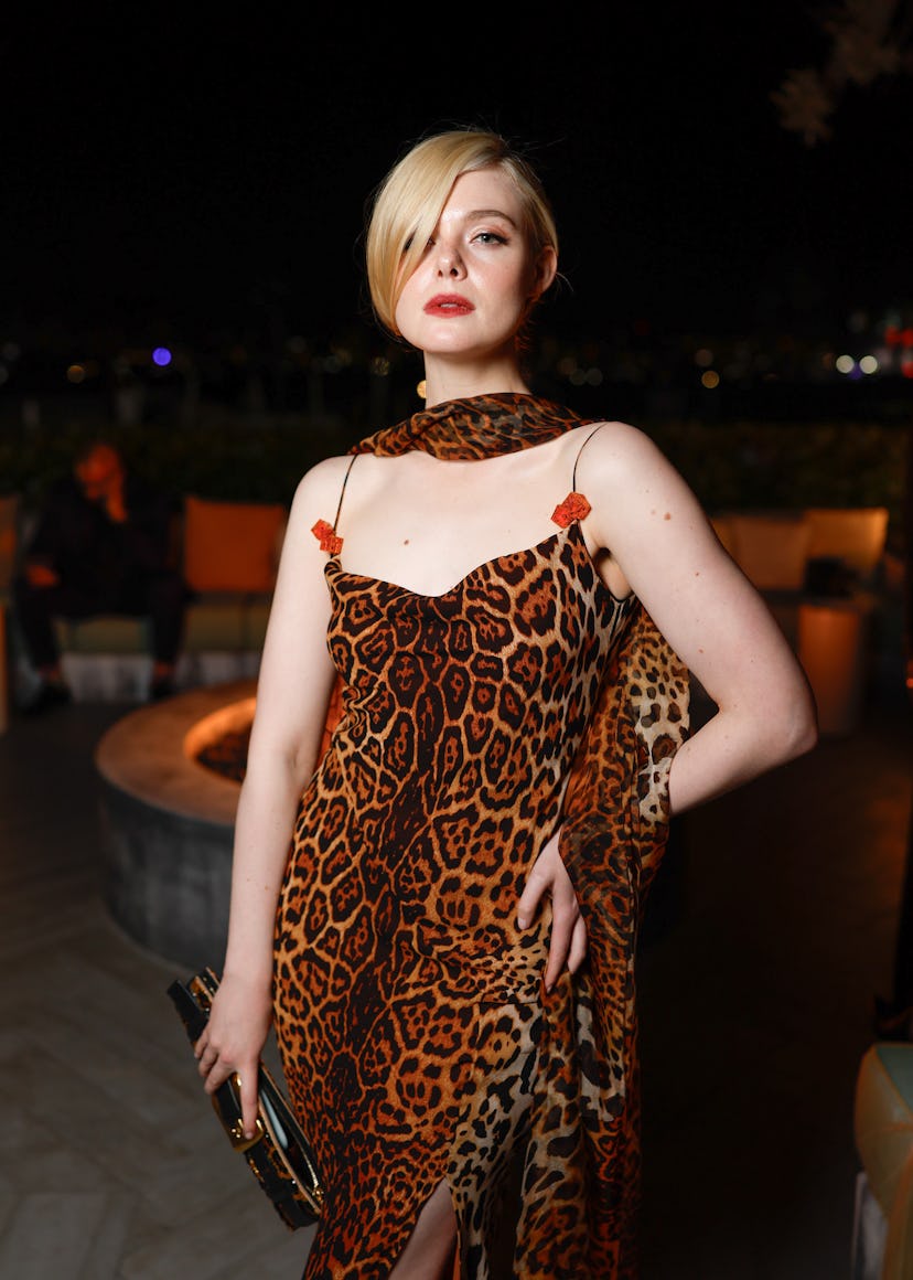 LOS ANGELES, CA - JANUARY 05: Elle Fanning is seen attending Jas Mathur and Michael Braun's Golden G...