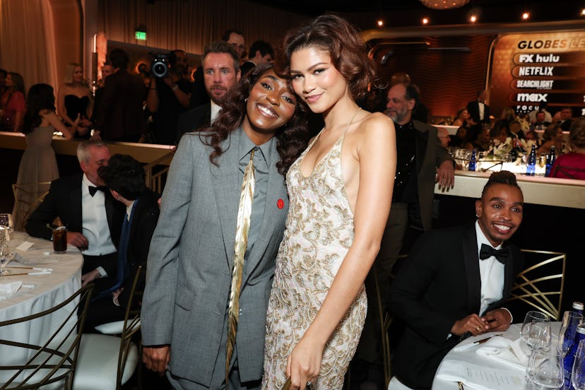 Ayo Edebiri and Zendaya attend the 82nd Annual Golden Globe Awards