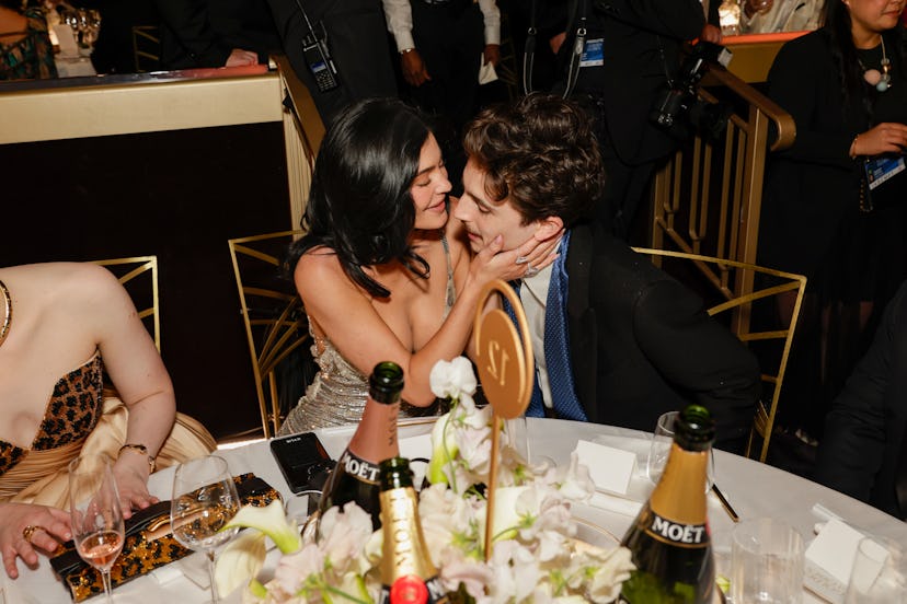 Kylie Jenner and Timothée Chalamet at the 2025 Golden Globe Awards.