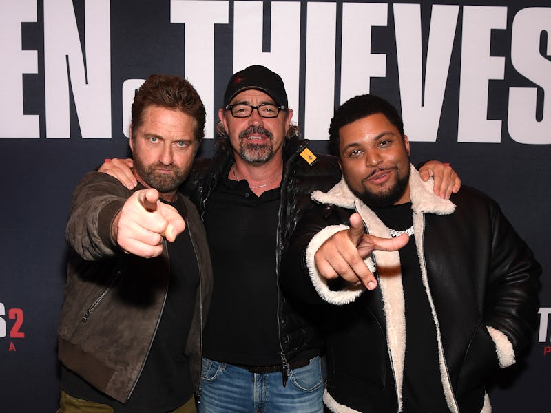 ATLANTA, GEORGIA - DECEMBER 18: (L-R) Gerard Butler, Christian Gudegast and O'Shea Jackson Jr. atten...