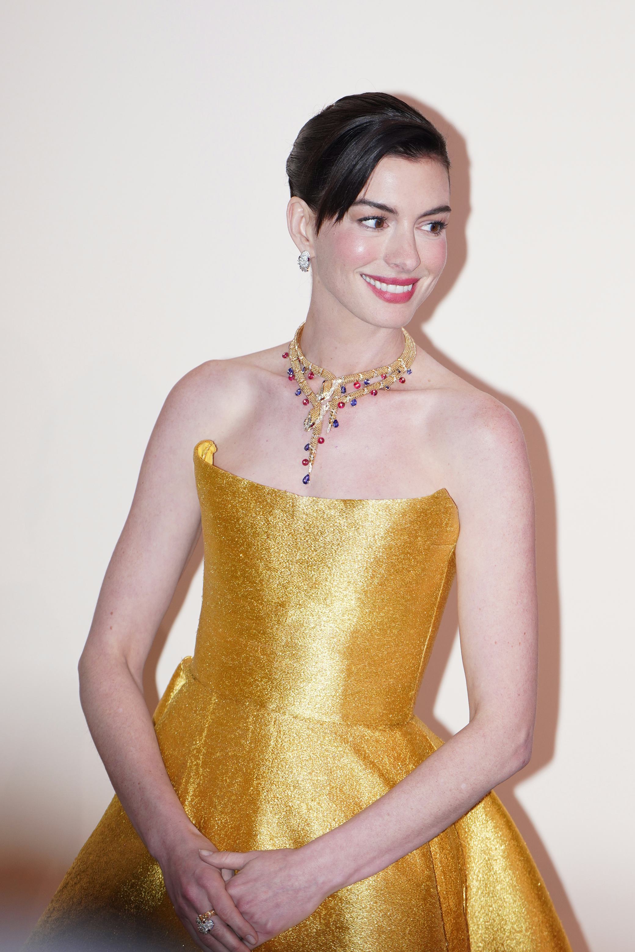 Anne Hathaway attends the opening ceremony of Bvlgari Infinity Serpents Exhibition on January 8, 202&hellip;