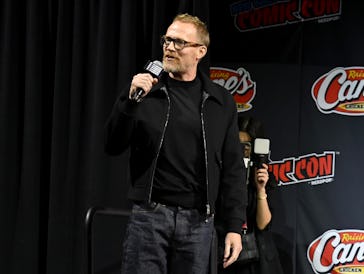 NEW YORK, NEW YORK - OCTOBER 11: Paul Bettany speaks onstage during the Marvel Television and Marvel...