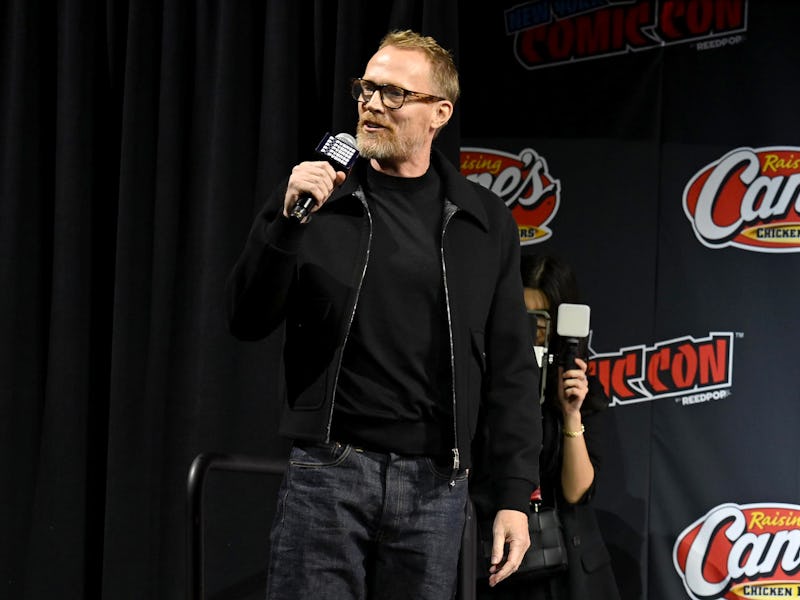 NEW YORK, NEW YORK - OCTOBER 11: Paul Bettany speaks onstage during the Marvel Television and Marvel...