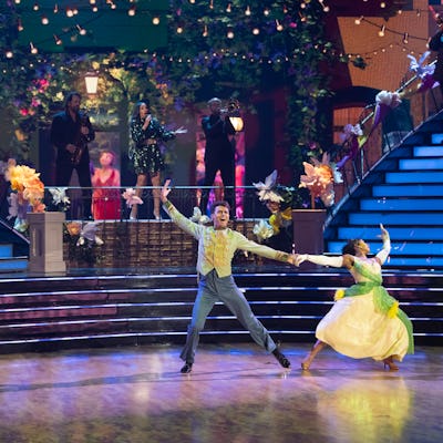 DANCING WITH THE STARS - "Disney Night" - It's the most enchanting night of the season as "Dancing with the Stars" celebrates the spirit of Disney, in honor of the Disneyland Resort 70th Celebration. The 11 remaining couples take the ballroom on a wondrous journey, dancing to songs inspired by beloved Disney films and attractions. TUESDAY, OCT. 7 (8:00-10:00 p.m. EDT) on ABC. (Disney/Eric McCandless) EZRA SOSA, JORDAN CHILES (Photo by Eric McCandless/Disney via Getty Images)