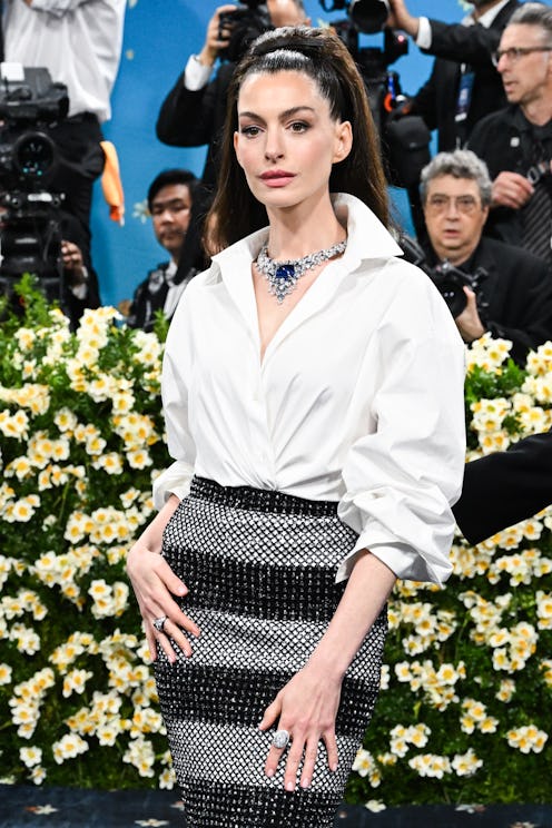 Anne Hathaway at The 2025 Met Gala Celebrating "Superfine: Tailoring Black Style" held at the Metrop...