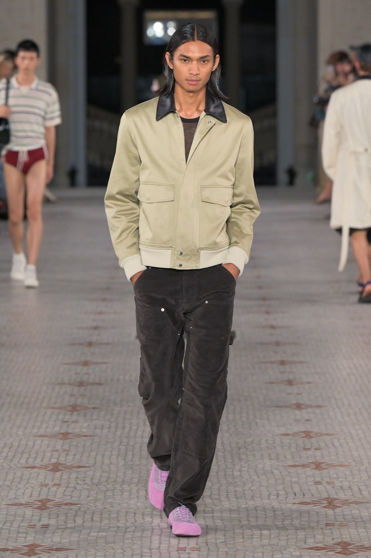 Model on the runway at the Wales Bonner fashion show during Paris Fashion Week Menswear Spring/Summe...