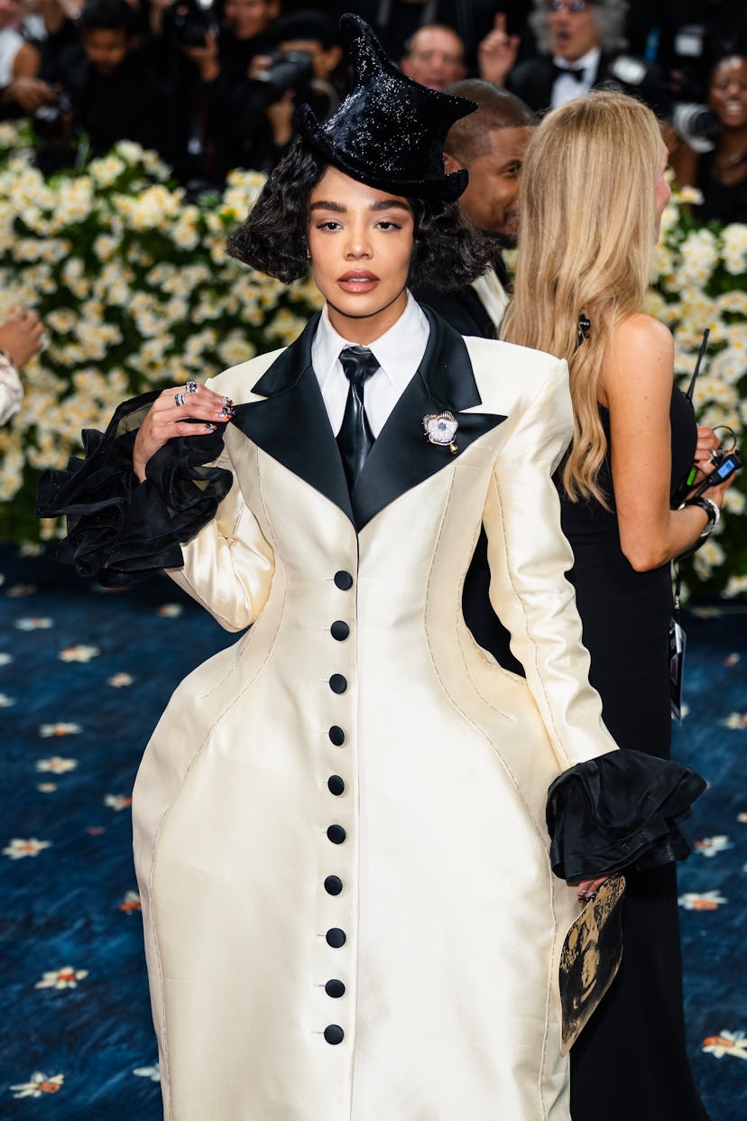 Tessa Thompson attends the 2025 Met Gala Celebrating "Superfine: Tailoring Black Style" at Metropoli...