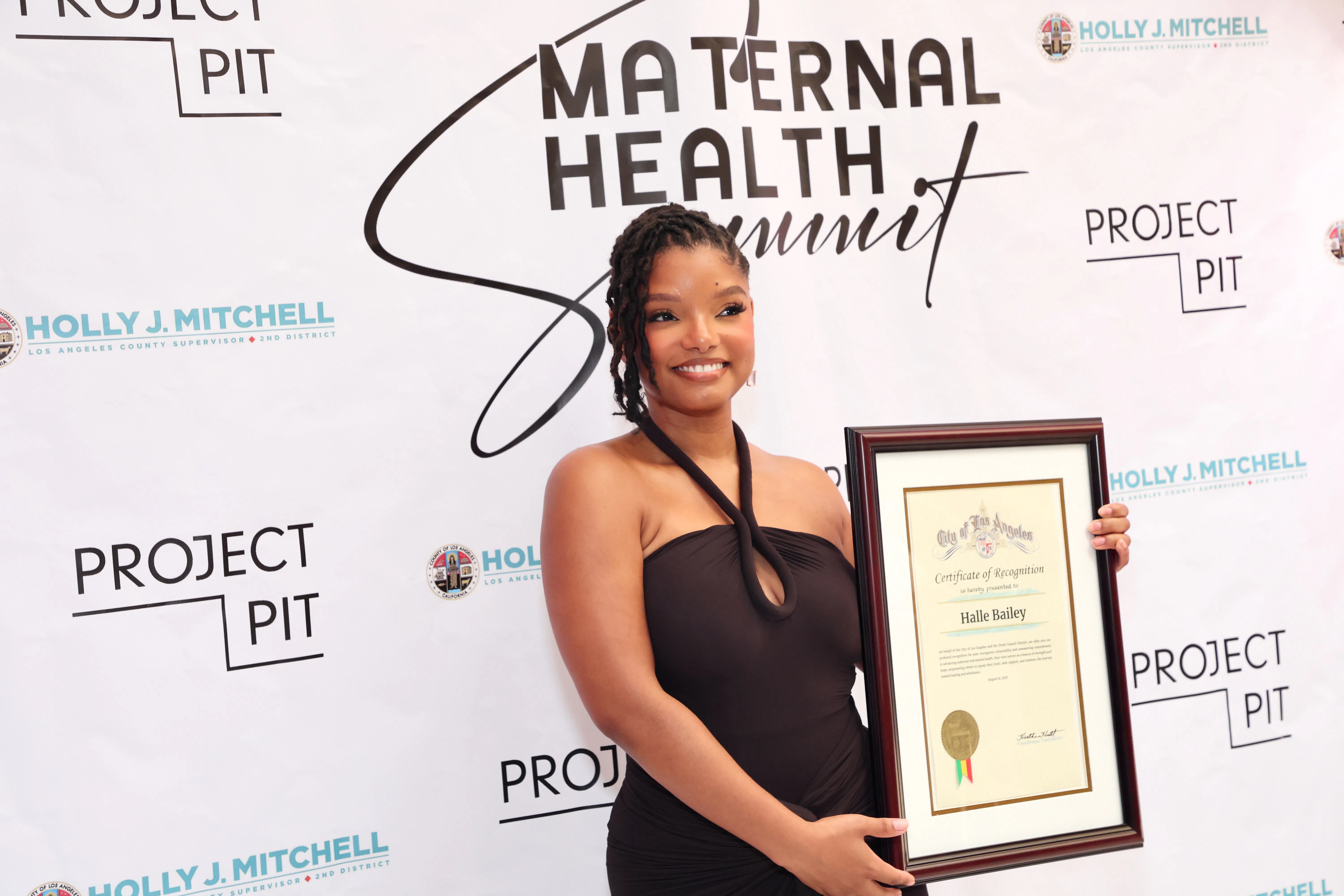 LOS ANGELES, CALIFORNIA - AUGUST 16: Halle Bailey receives recognition from City of Los Angeles at P...