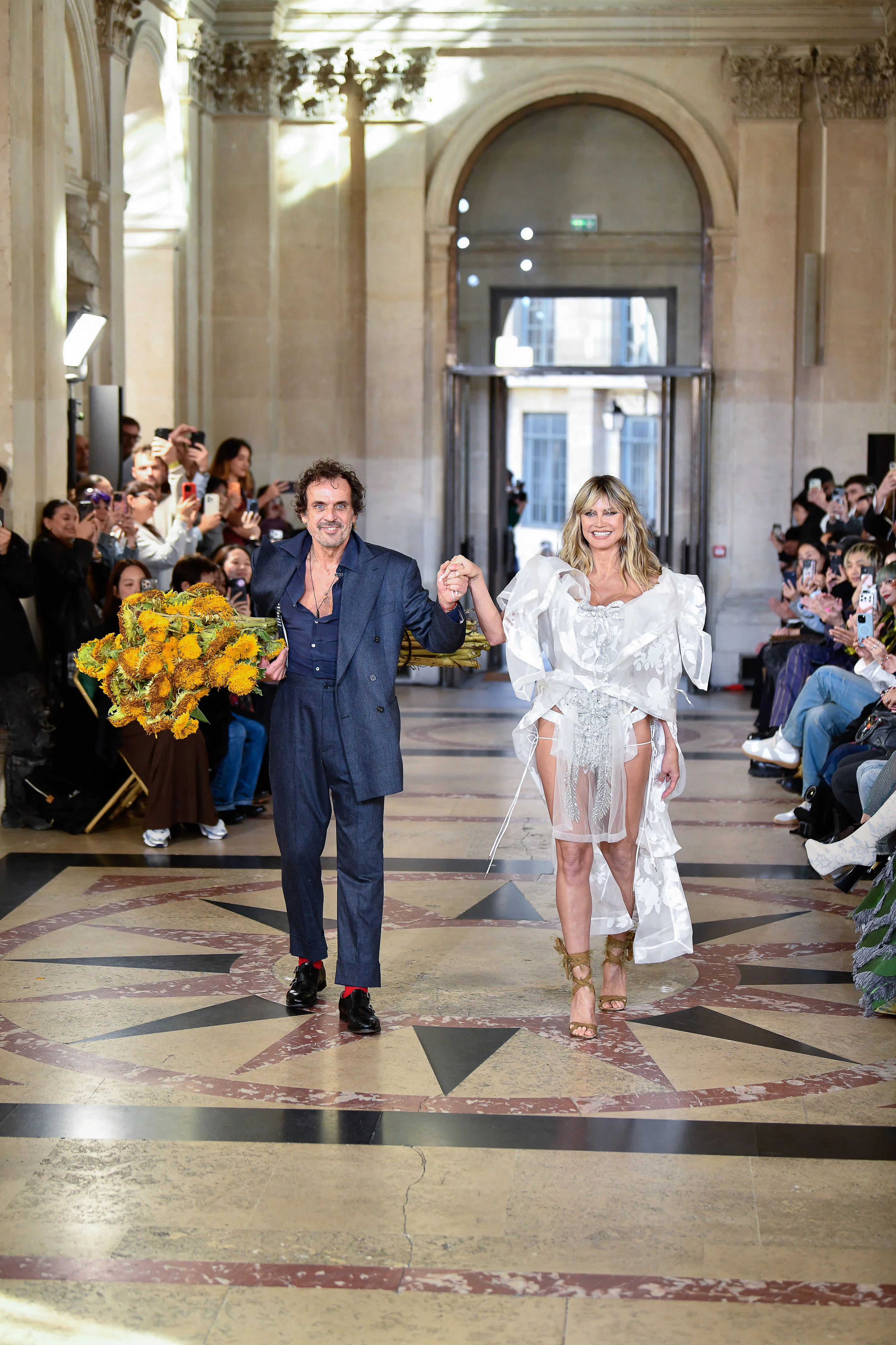heidi klum sheer dress paris Heidi Klum goes nearly nude in sheer gown at Paris Fashion Week