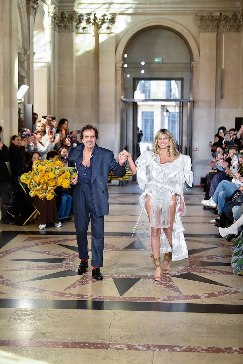 heidi klum sheer dress paris Heidi Klum goes nearly nude in sheer gown at Paris Fashion Week