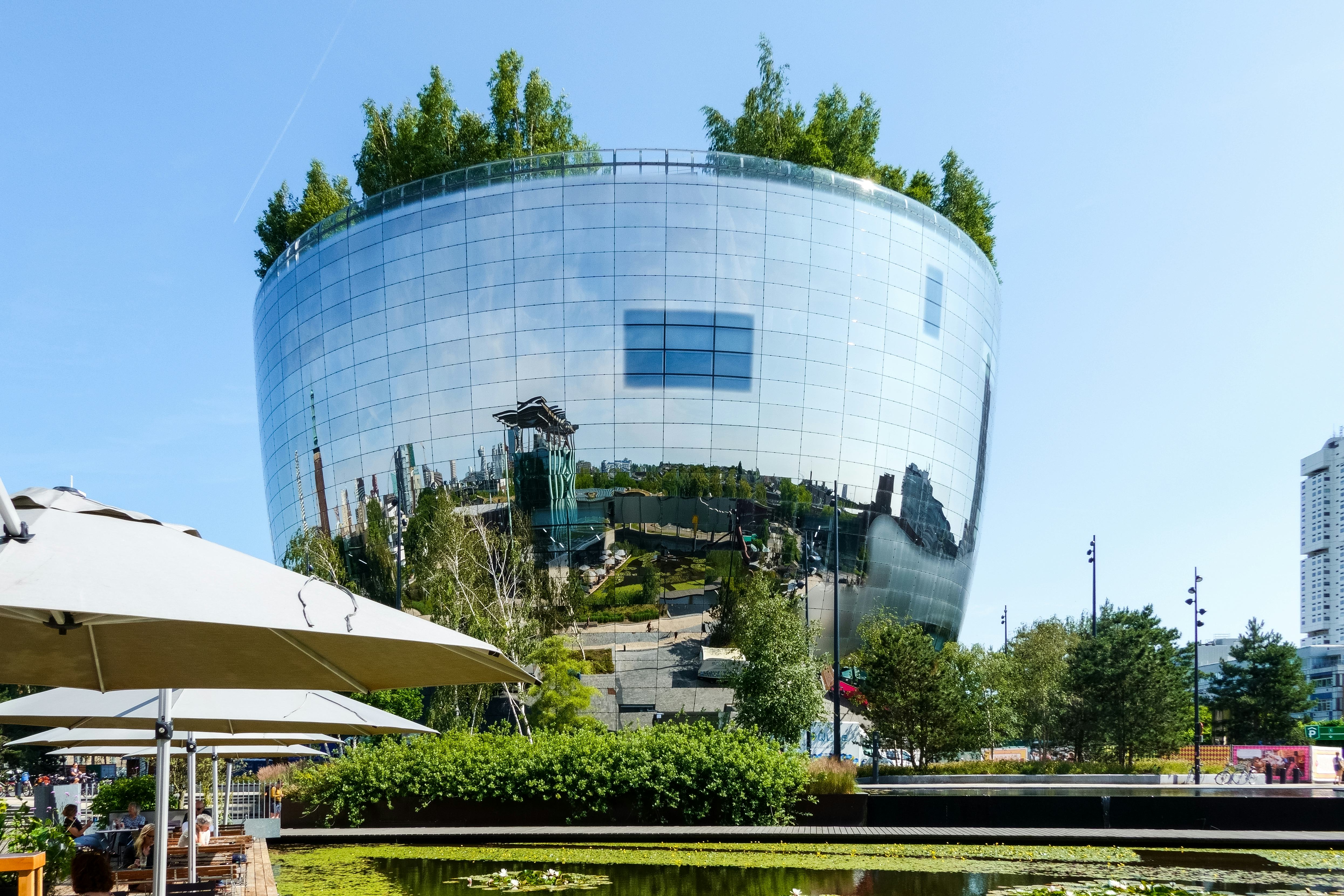 View from the terrace of the architecture museum Het Nieuwe Instituut (New Institute) at the Depot o...
