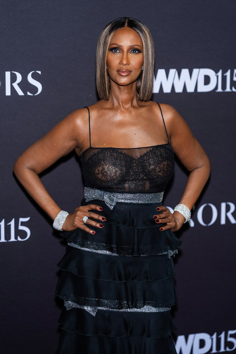 Iman attends 2025 WWD Honors at Cipriani South Street on October 28, 2025 in New York City.