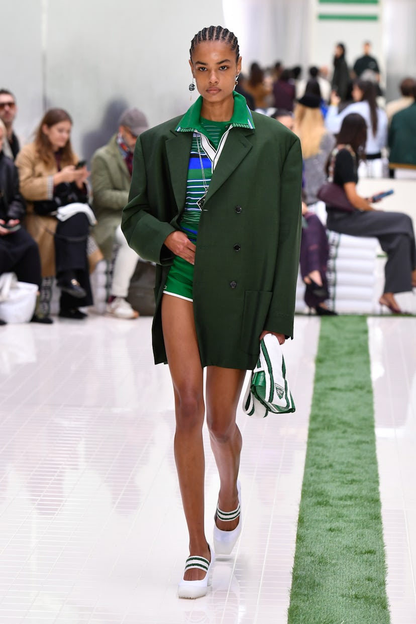 Model on the runway on the runway at the Lacoste fashion show as part of Spring/Summer 2026 Paris Fa...
