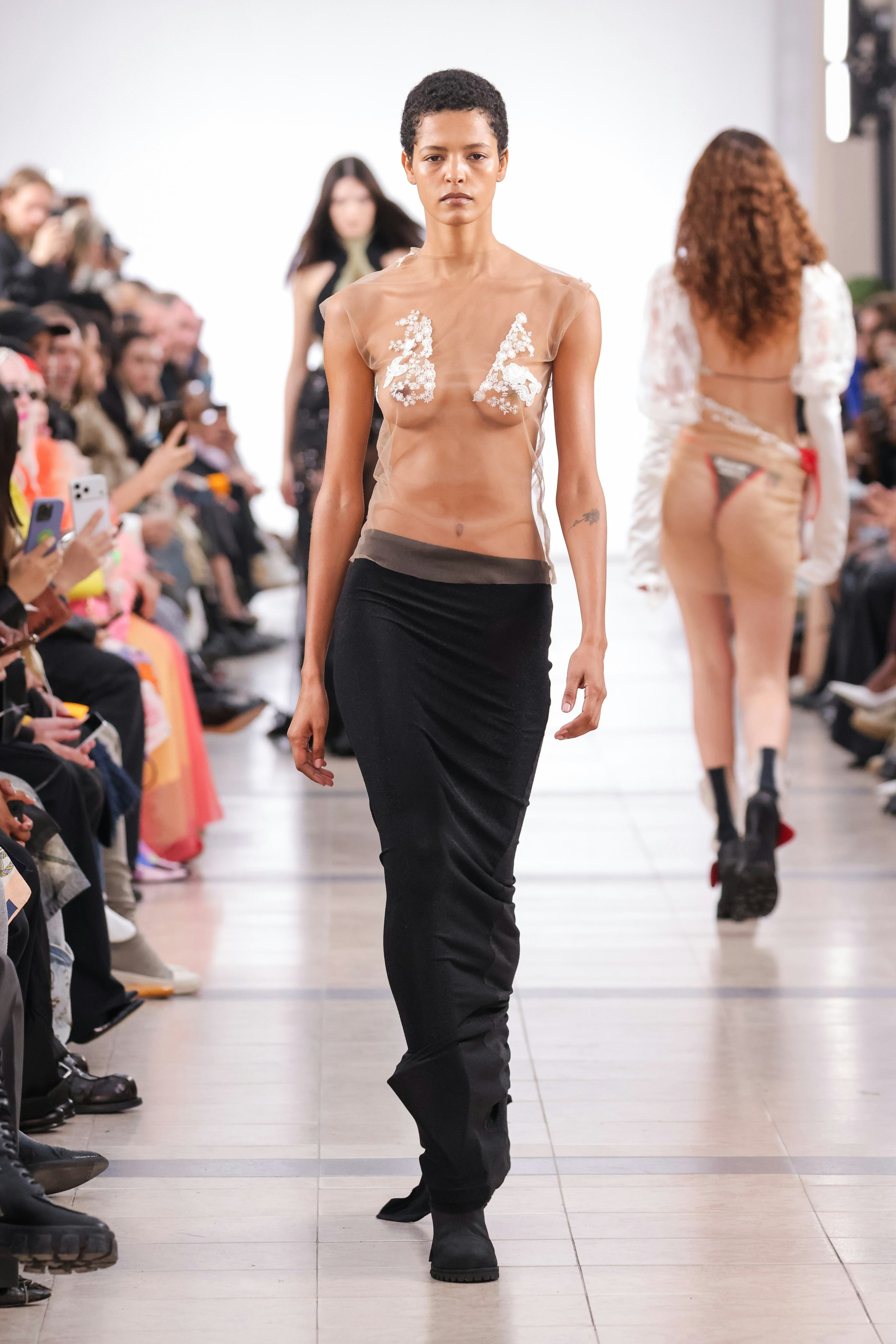 A model walks the runway during the Ottolinger Womenswear Spring/Summer 2026 show as part of Paris F...