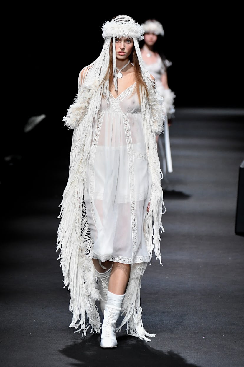 A model walks the runway during the Ann Demeulemeester Ready to Wear Spring/Summer 2026 fashion show...