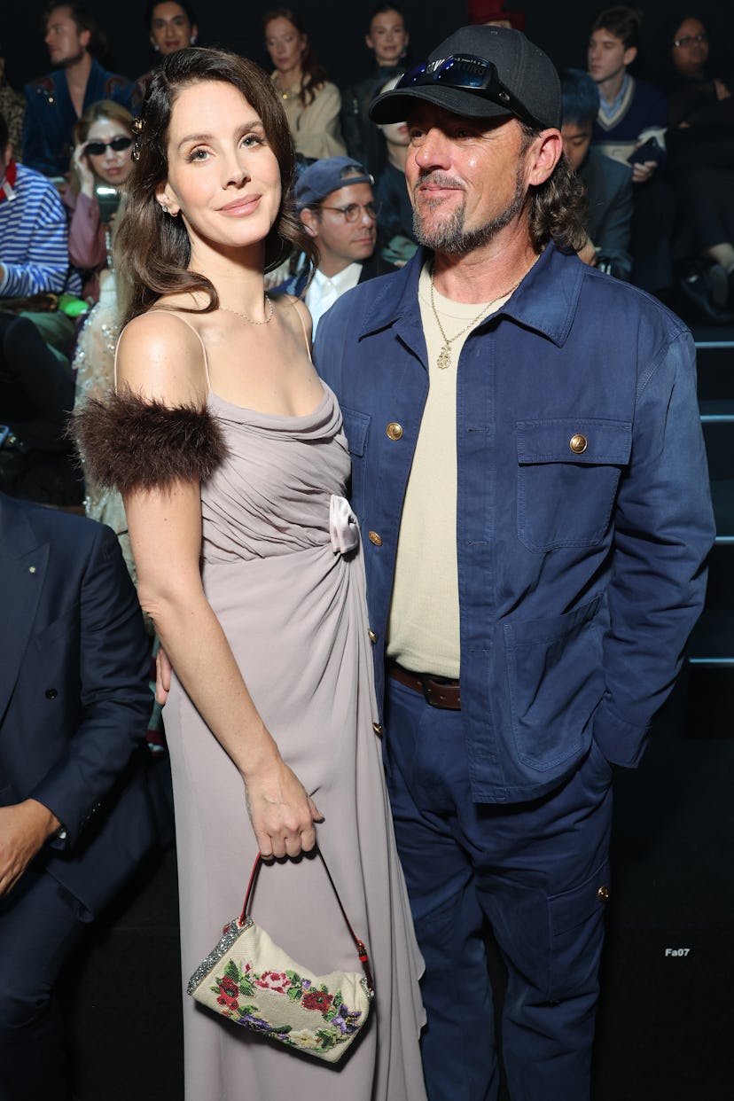 Lana Del Rey and Jeremy Dufrene attend Valentino show as part of Paris Fashion Week on October 05, 2...