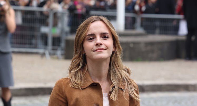 Emma Watson attends Miu Miu fashion show during the Womenswear Spring Summer 2026 as part of Paris F...