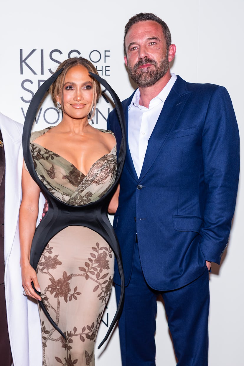 Jennifer Lopez (L) and Ben Affleck attend the "Kiss of the Spider Woman" New York Screening at The S...