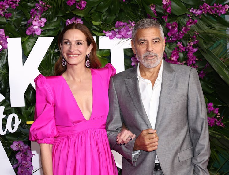 Julia Roberts and George Clooney attend the premiere of Universal Pictures' "Ticket To Paradise" at ...