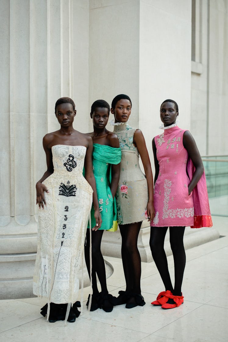 Backstage at the Erdem fashion show as part of Spring/Summer 2026 London Fashion Week on September 2...