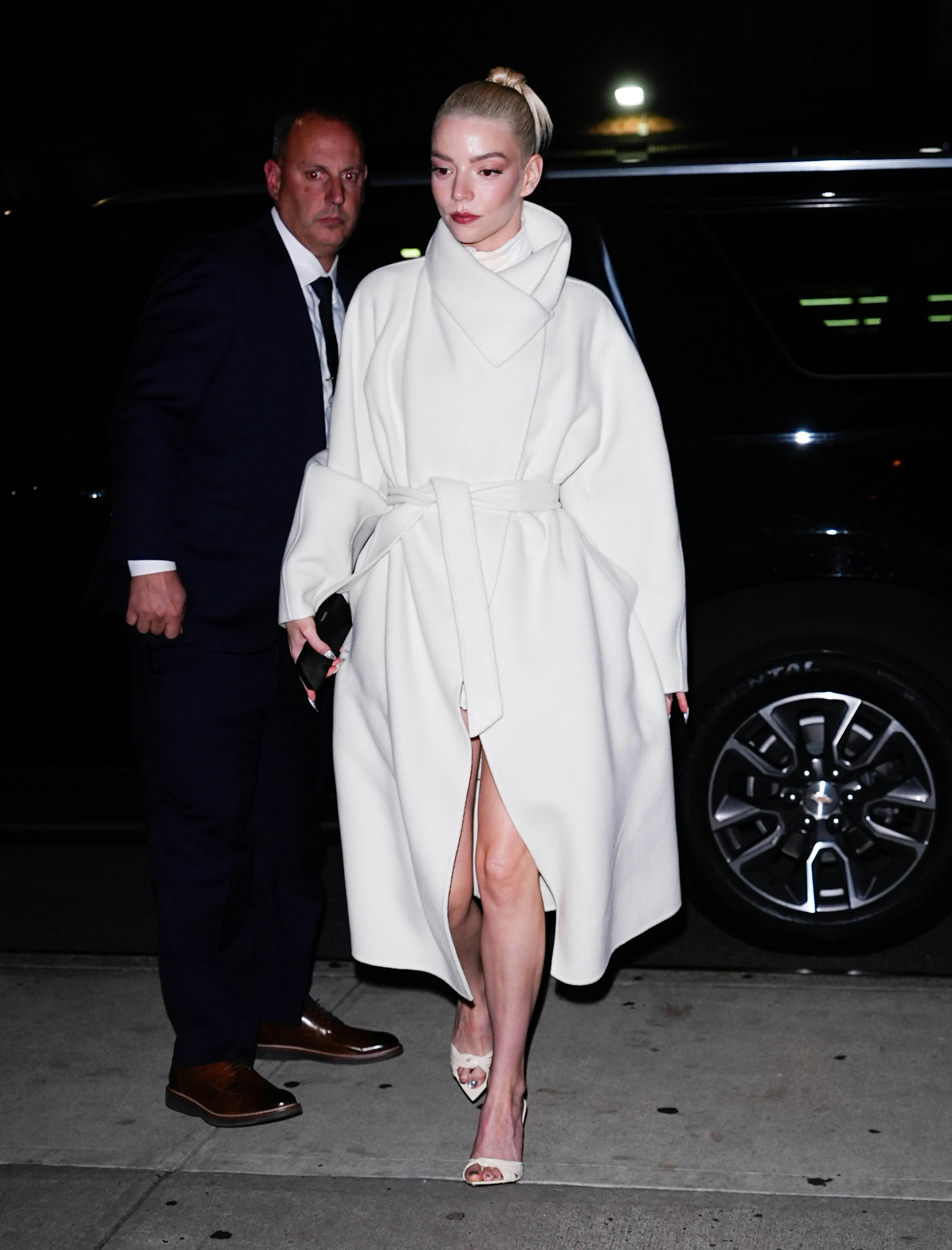 NEW YORK, NY - NOVEMBER 12: Anya Taylor-Joy is seen on November 12, 2025 in New York City.  (Photo b...