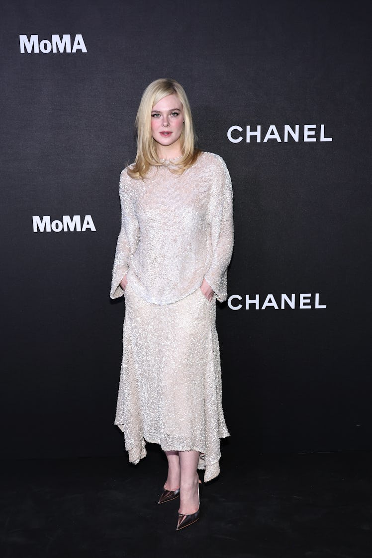 NEW YORK, NEW YORK - NOVEMBER 12: Elle Fanning, wearing CHANEL, attends The Museum of Modern Art Fil...